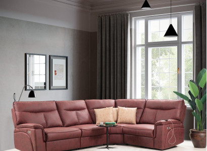 Luxus Ecksofa Rot Sofa Couch L-Form Modern Polstermöbel Designer Wohnzimmer